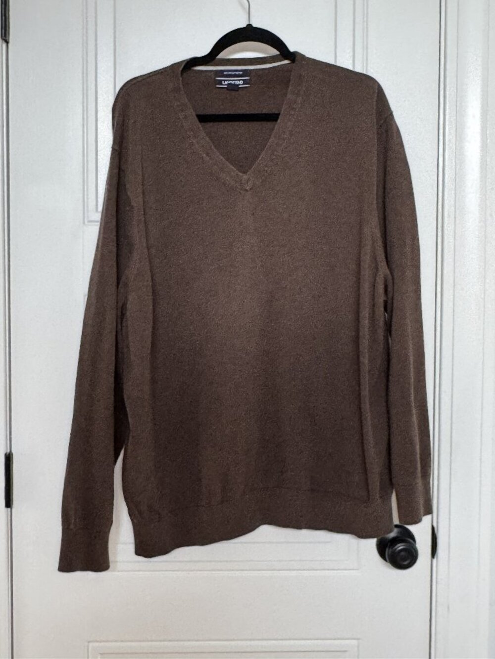 Lands' End 100% Supima Cotton Brown V-Neck Sweater 3xl Tall GUC Men's